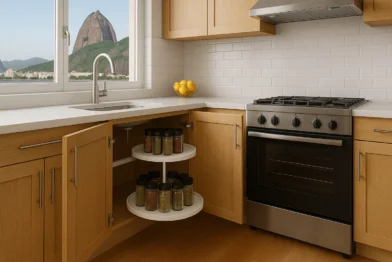 Armário Canto Com Prateleiras Giratórias