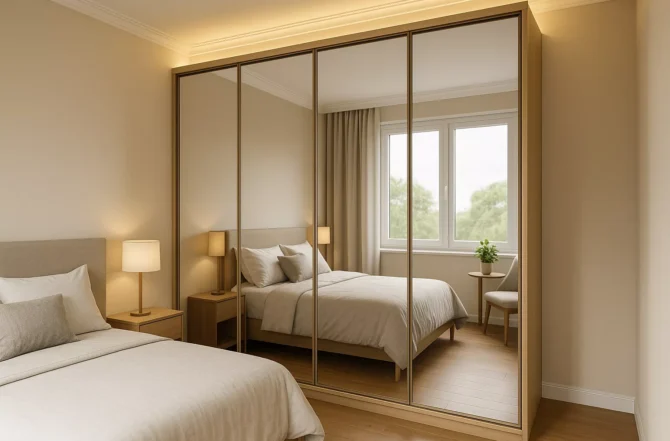 Armário Lateral Com Portas Espelhadas