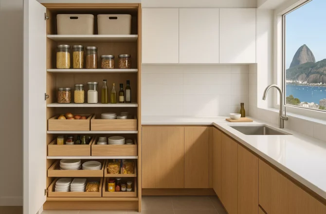 Despensa Compacta Com Divisórias Inteligentes
