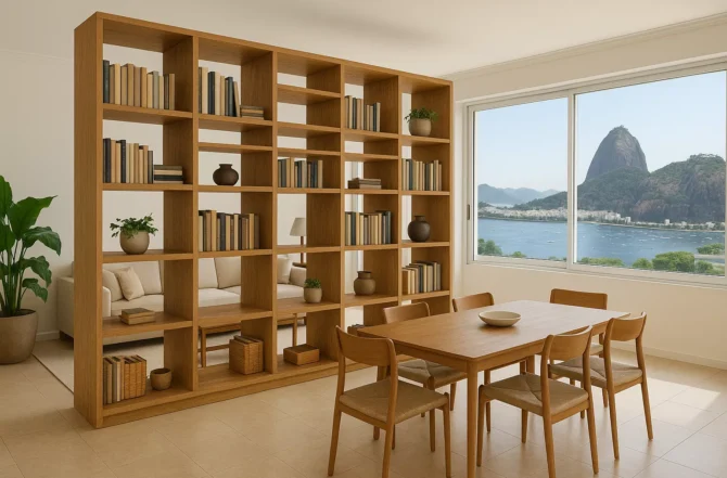 Divisória Funcional Entre Ambientes Com Prateleiras