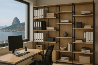 Estante Modular Para Escritório Com Nichos Abertos