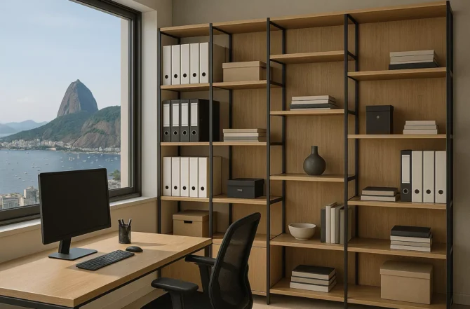 Estante Modular Para Escritório Com Nichos Abertos