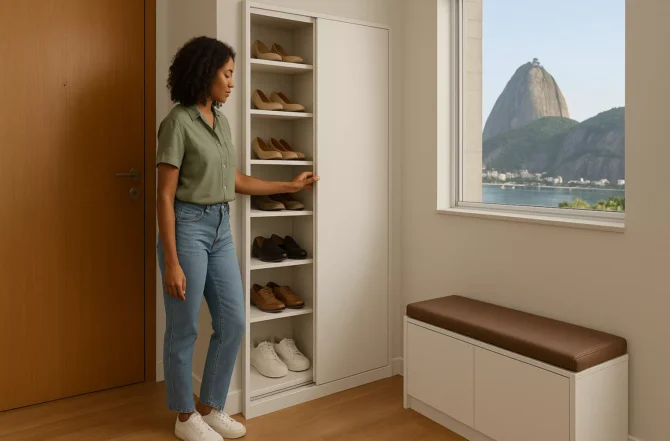 Sapateira Vertical Com Portas Deslizantes